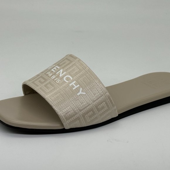 GIVENCHY 4G Monogram Signature Logo Flat Sandals Slides Mules Shoes Beige - Picture 2 of 13